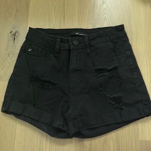 KanCan Black Distressed Denim Jean Shorts W7 27